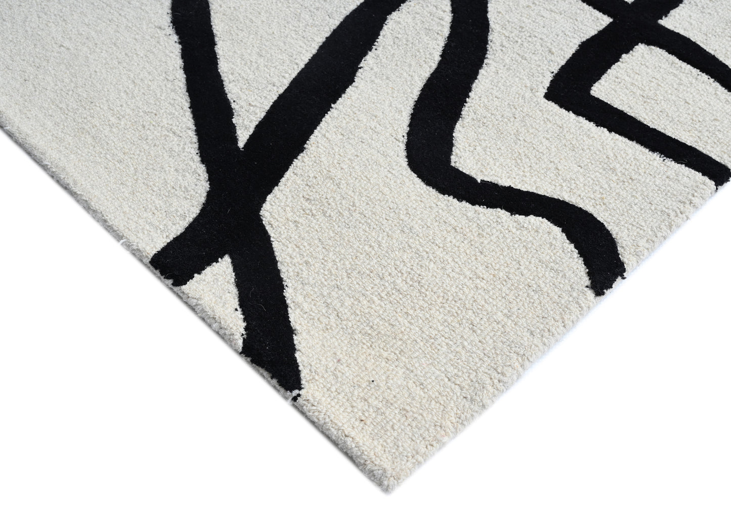Mehari Ivory & Black Wool Rug