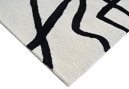 Mehari Ivory & Black Wool Rug