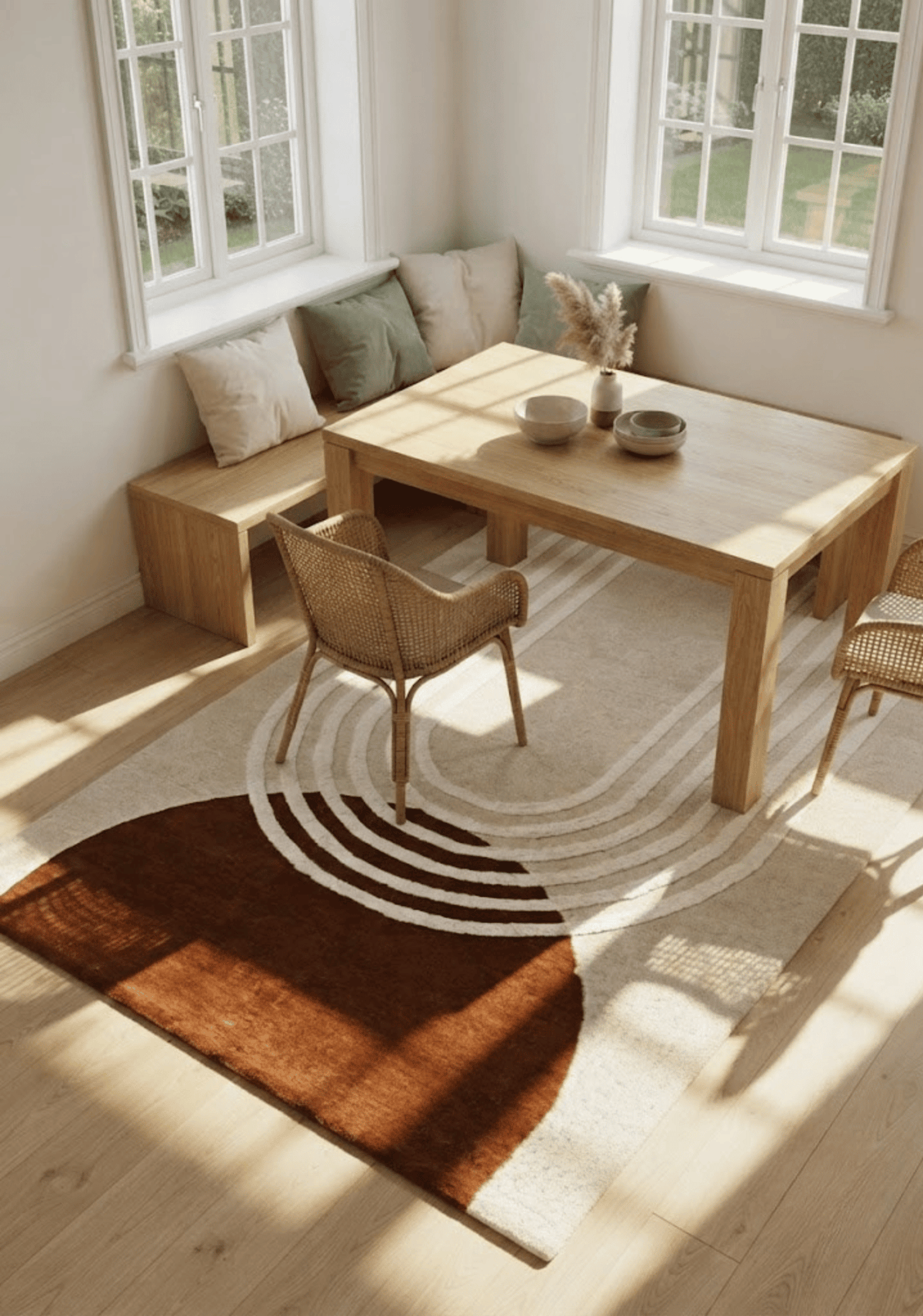 Mehari Beige & Brown Wool Rug