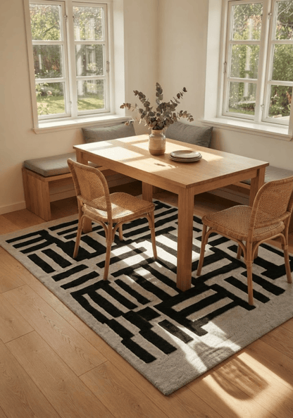 Mehari Ivory & Green Wool Rug