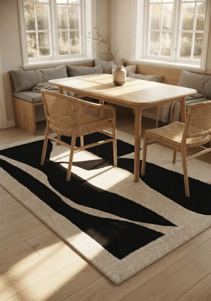 Mehari Ivory & Navy Wool Rug
