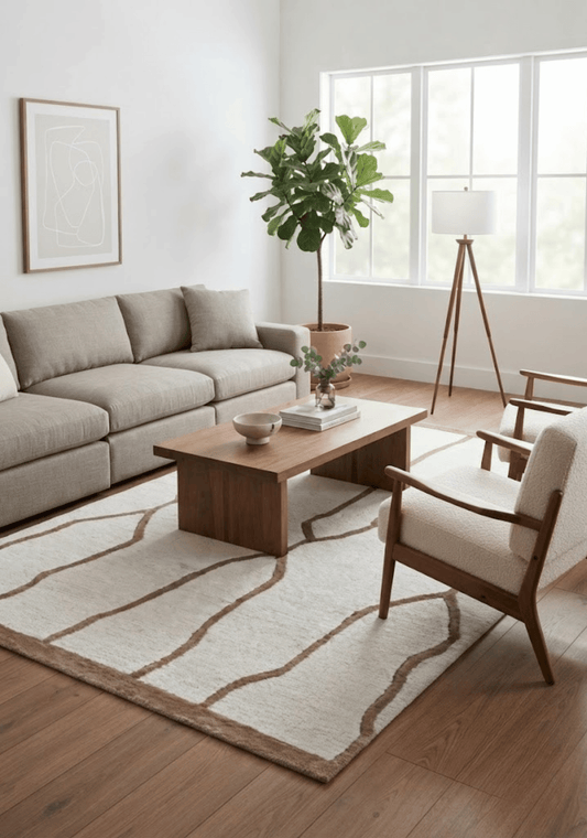 Mehari Ivory & Gold Wool Rug