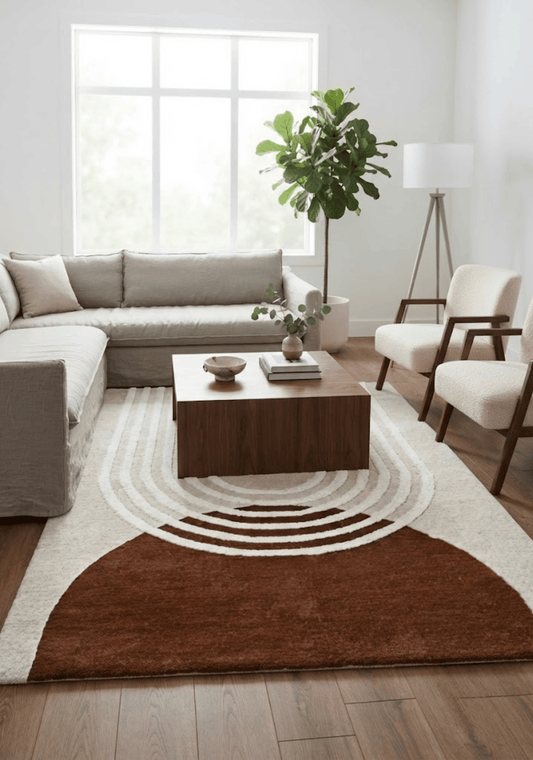 Mehari Beige & Brown Wool Rug