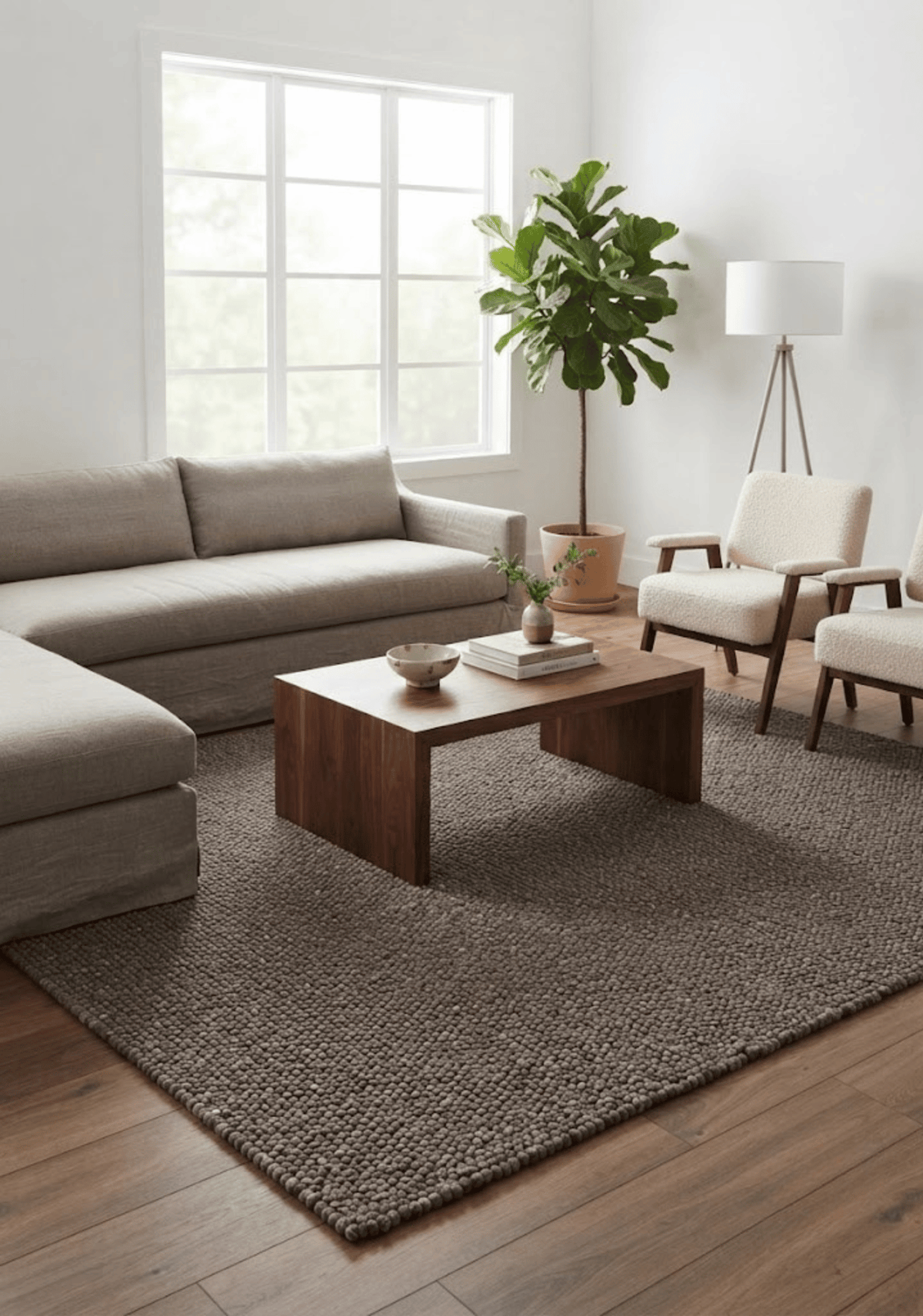 Pebble Brown Wool Rug