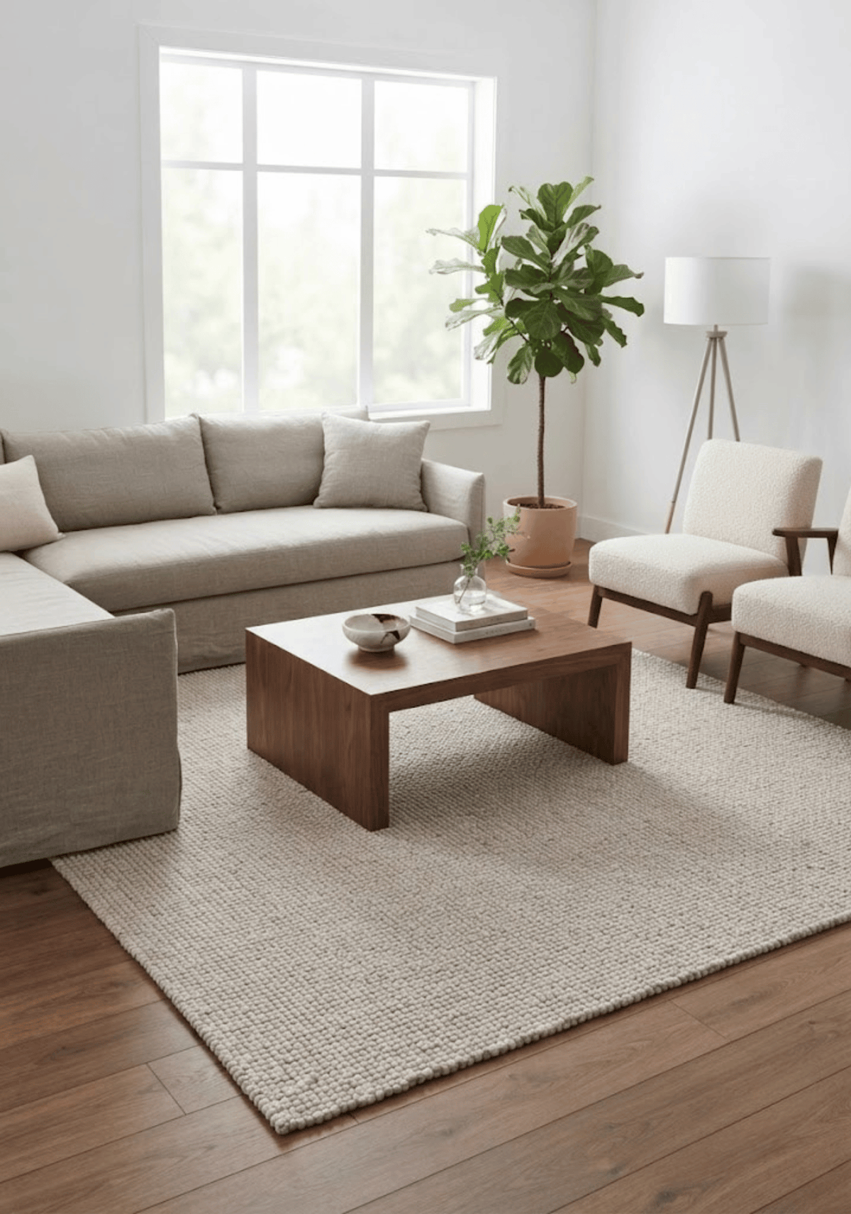Platinum Ivory Brown Wool Rug