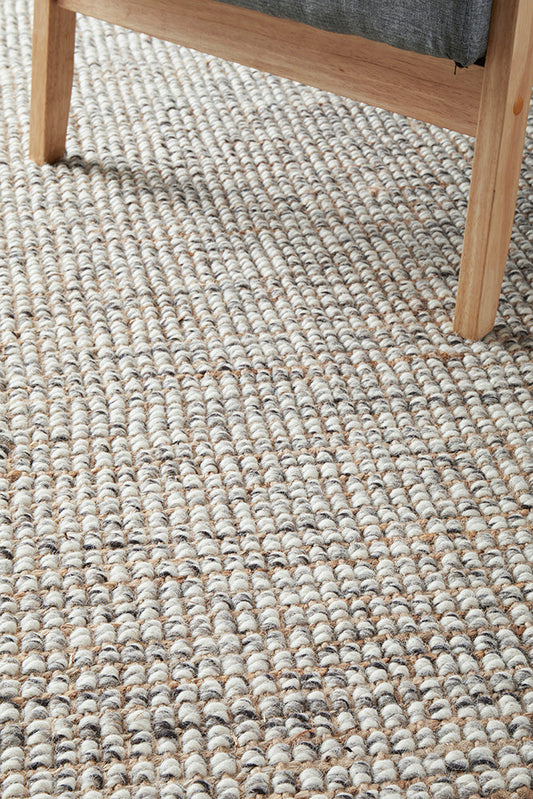 Norvelle Grey Wool & Jute Runner Rug