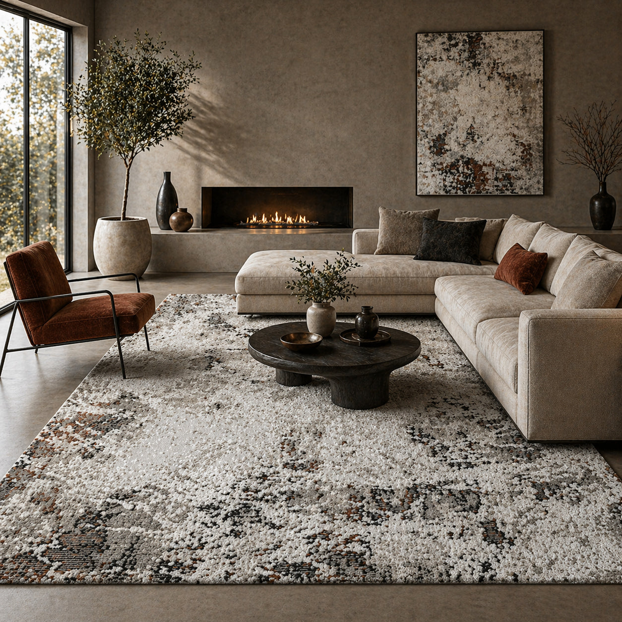 Avalon Brown Splash Rug