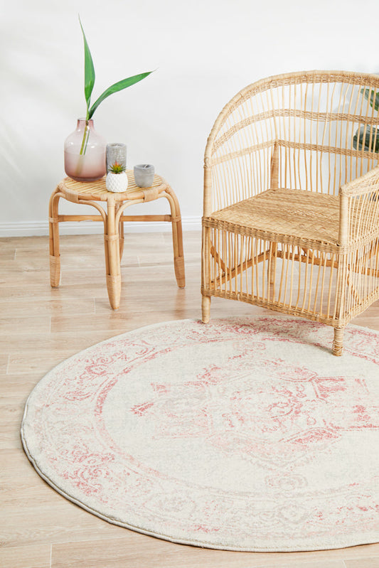Linea Rose Pink Round Rug