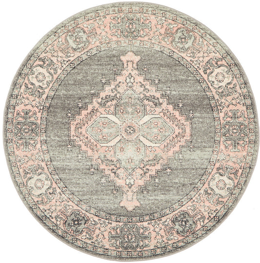 Linea Ash Grey Multicolor Round Rug