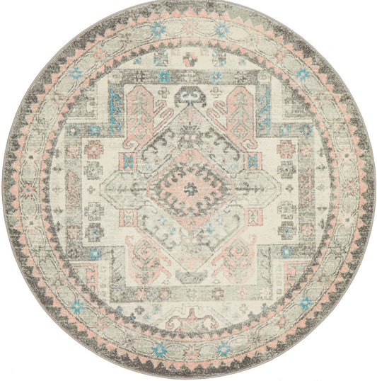 Linea Silver Multicolor Round Rug