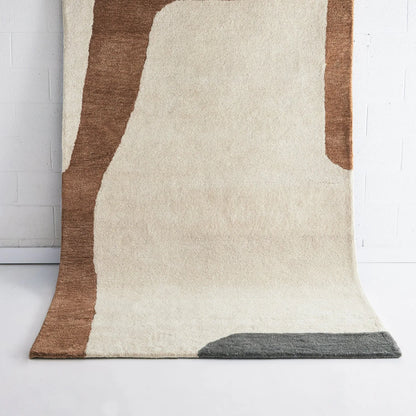 Aven Ivory Brown Wool Rug
