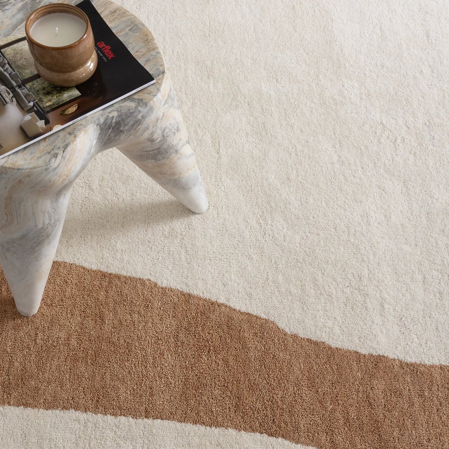 Aven Ivory Brown Wool Rug