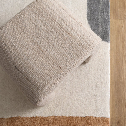Aven Ivory Brown Wool Rug