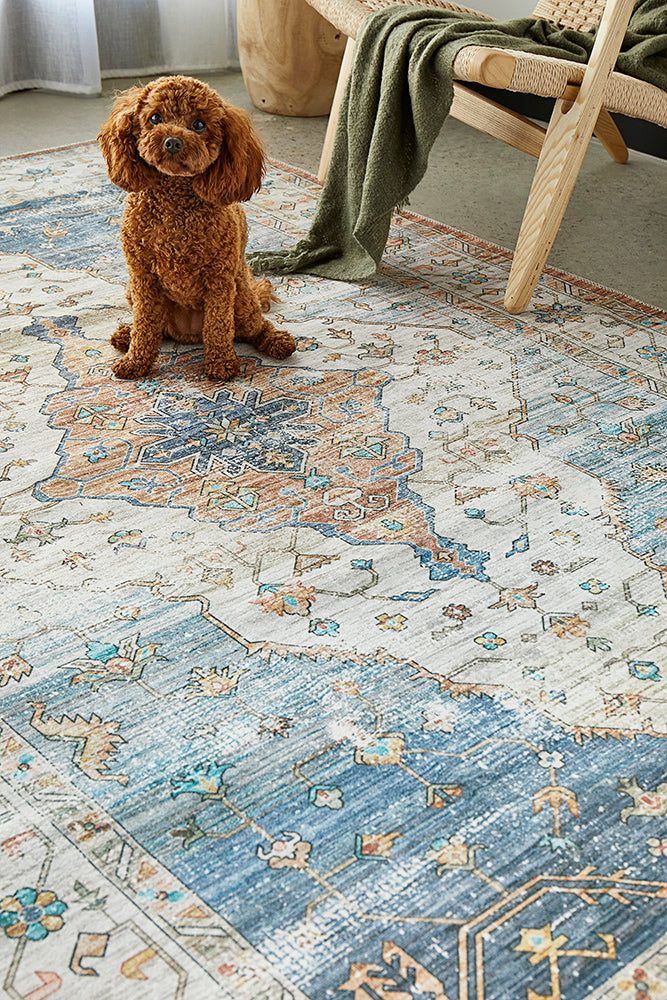 Affina Blue Washable Rug