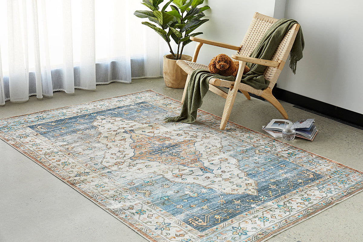 Affina Blue Washable Rug