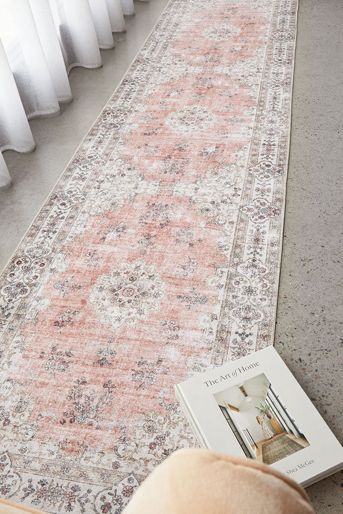 Affina Pink Washable Runner Rug