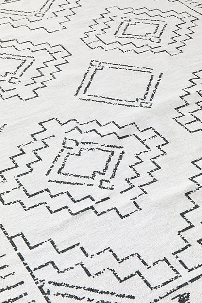 Affina White & Black Washable Rug