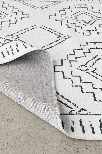 Affina White & Black Washable Rug