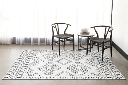 Affina White & Black Washable Rug