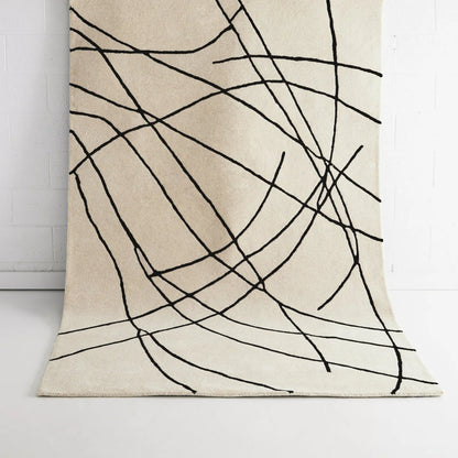 Mirel Ivory Black Wool Rug