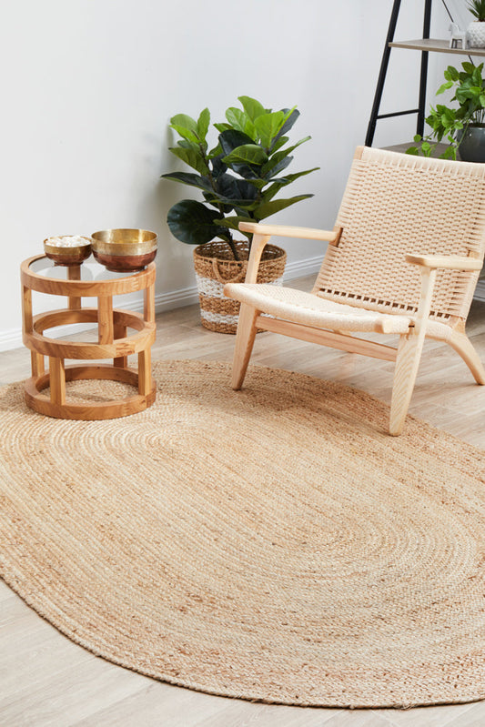 Arbora Natural Beige Jute Oval Rug