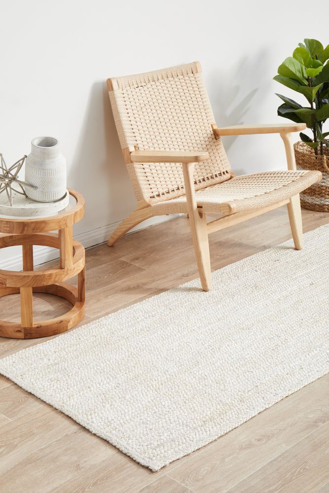 Arbora White Jute Runner Rug