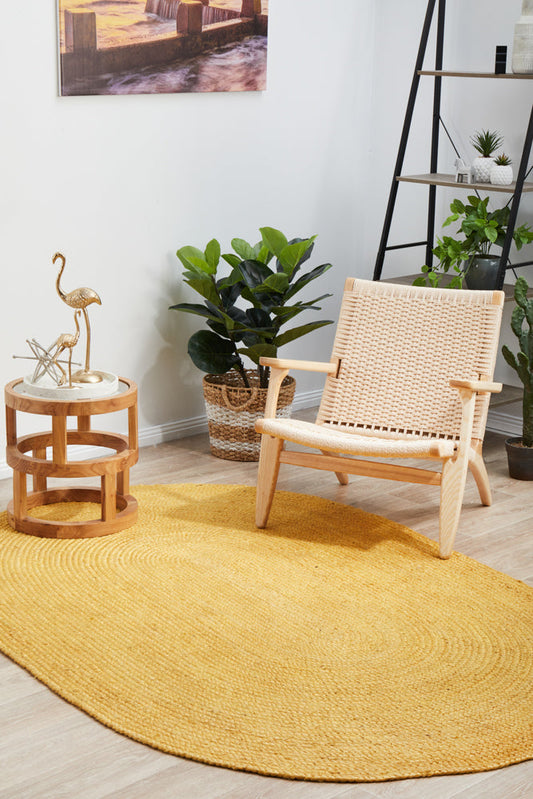 Arbora Yellow Jute Oval Rug