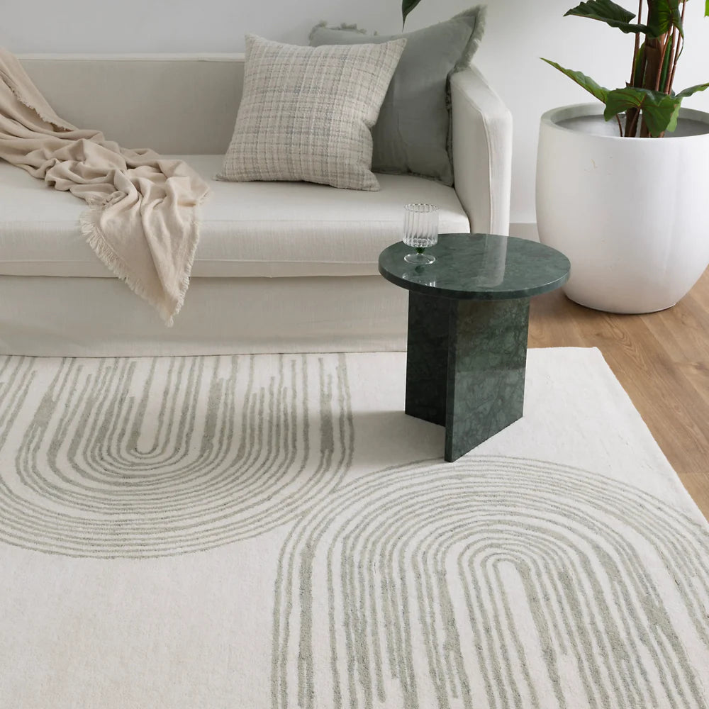 Maren Ivory Green Wool Rug