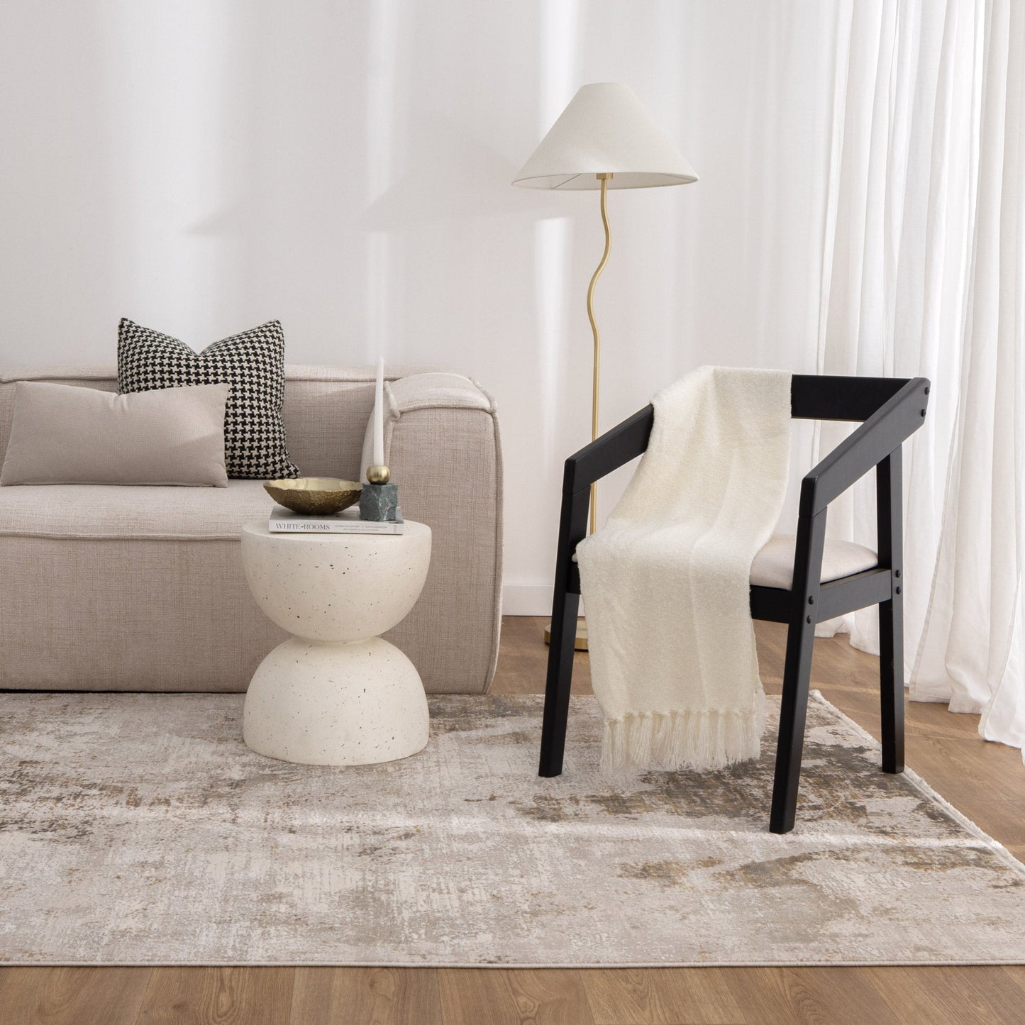 Bellevue Ivory Beige Abstract Rug