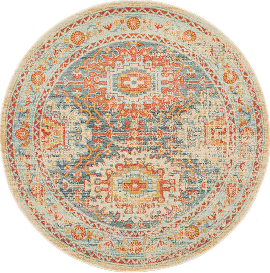 Cantera Blue Multicolor Round Rug