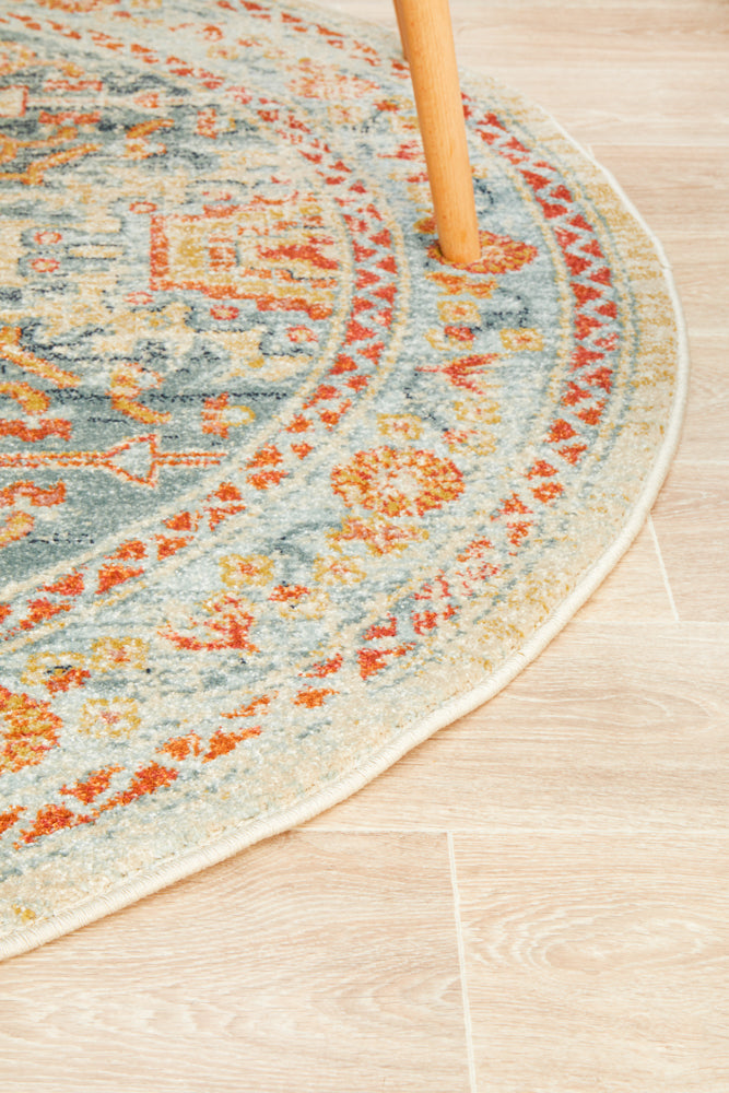 Cantera Blue Multicolor Round Rug