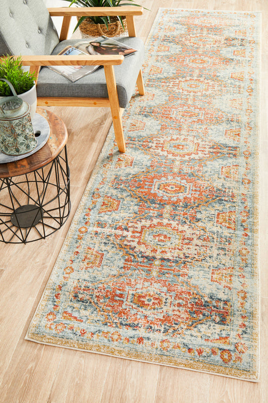 Cantera Blue Multicolor Runner Rug
