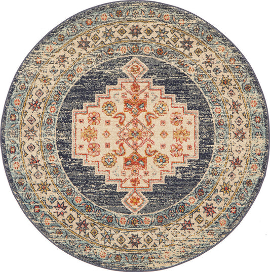 Cantera Cream Multicolor Round Rug