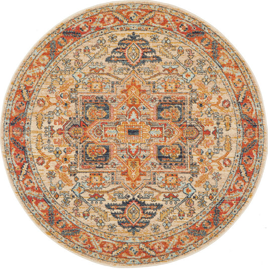 Cantera Rust Multicolor Round Rug