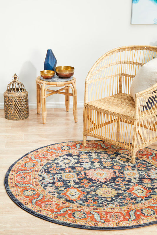 Cantera Sapphire Multicolor Round Rug