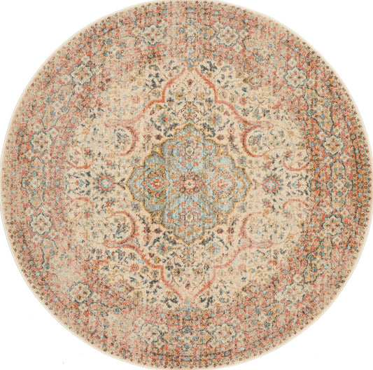 Cantera Straw Multicolor Round Rug