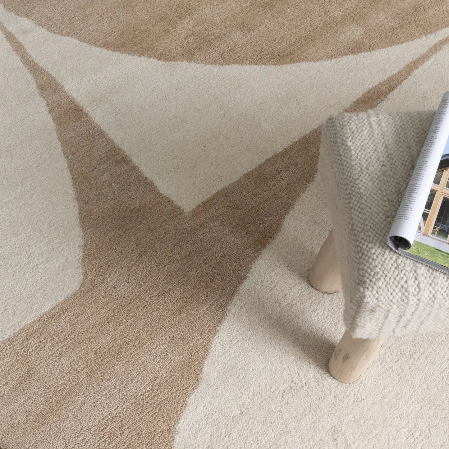 Torra Ivory Brown Wool Rug