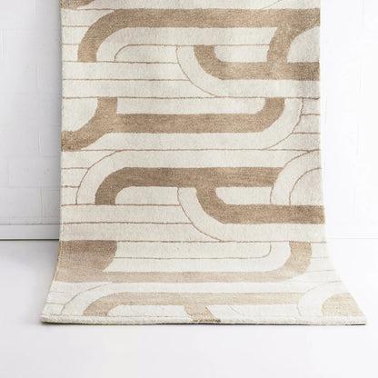 Velar Ivory Brown Wool Rug