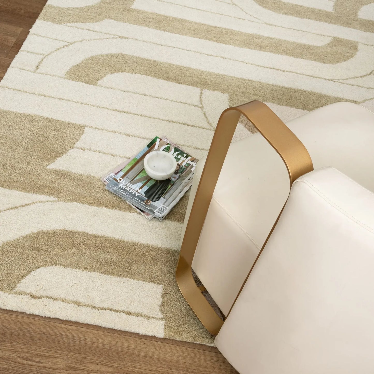 Velar Ivory Brown Wool Rug