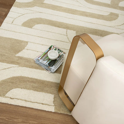 Velar Ivory Brown Wool Rug