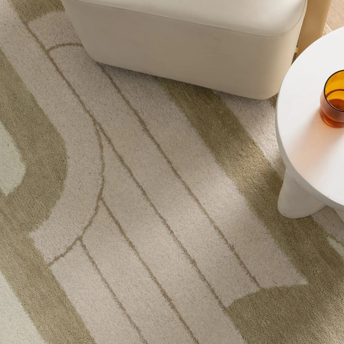 Velar Ivory Brown Wool Rug