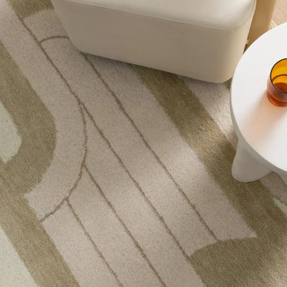 Velar Ivory Brown Wool Rug