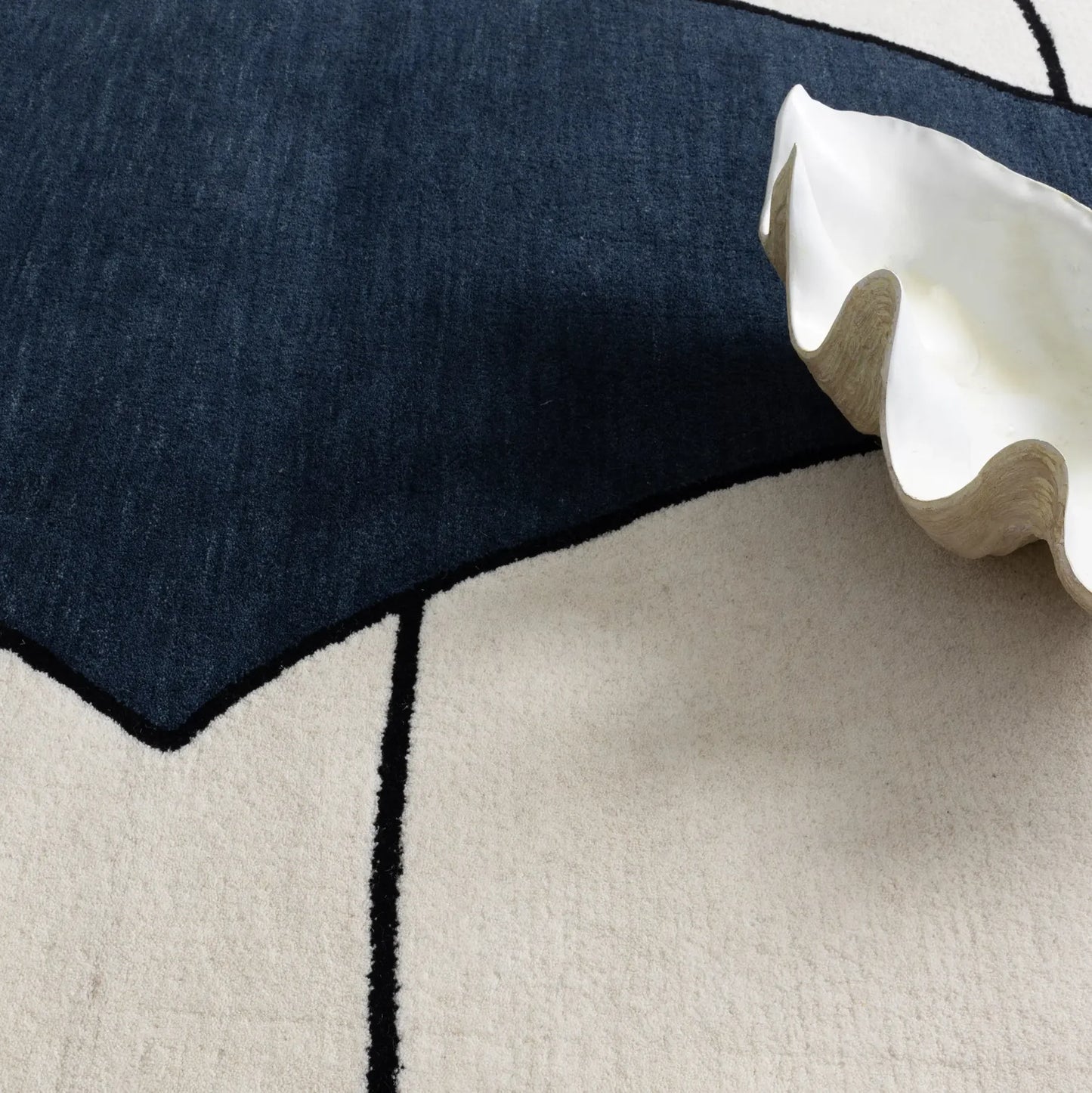 Como Blue Designer Wool Rug