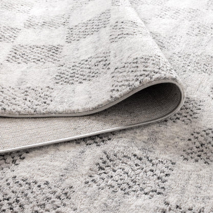 Dandy Ivory Grey Checkered Rug