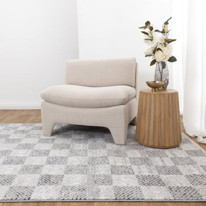 Dandy Ivory Grey Checkered Rug