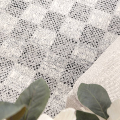 Dandy Ivory Grey Checkered Rug