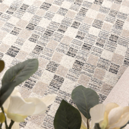 Dandy Beige Checkered Rug