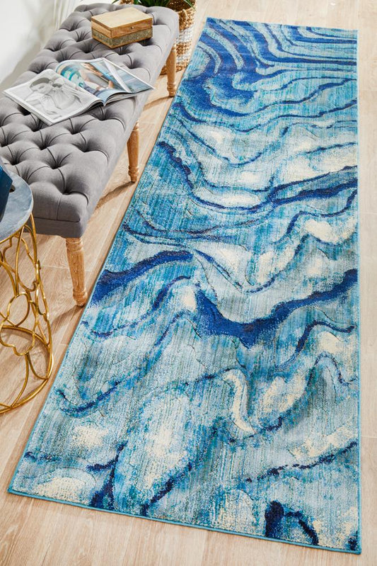Nocturne Denim Blue Runner Rug