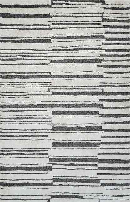 Evara Ivory Grey Lines Rug