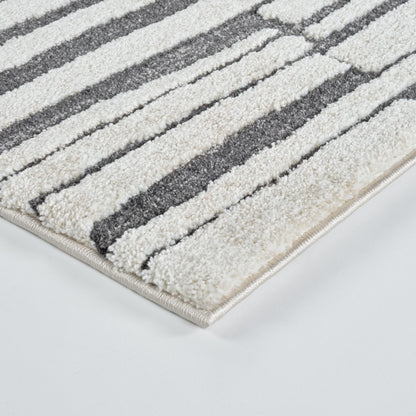 Evara Ivory Grey Lines Rug